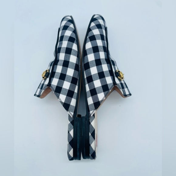 Gucci Shoes Princetown Gold Horsebit Black White Gingham Loafer Mules EU 37 - Picture 4 of 10
